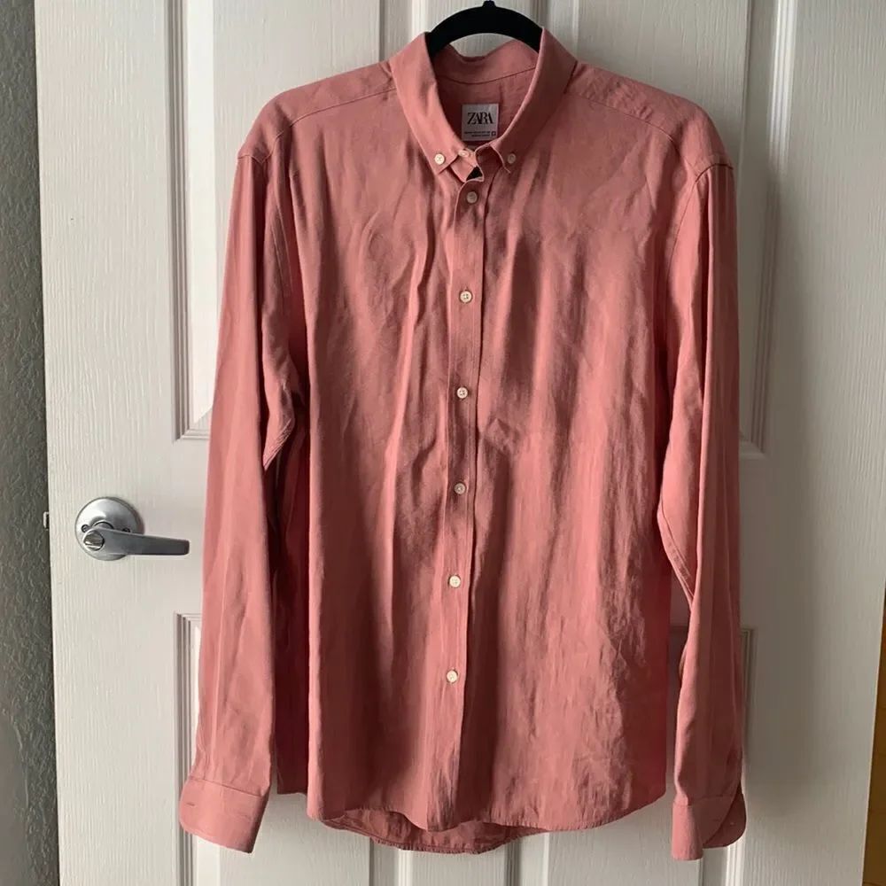 Pink Men’s Relaxed Fit Zara Button Up Long Sleeve